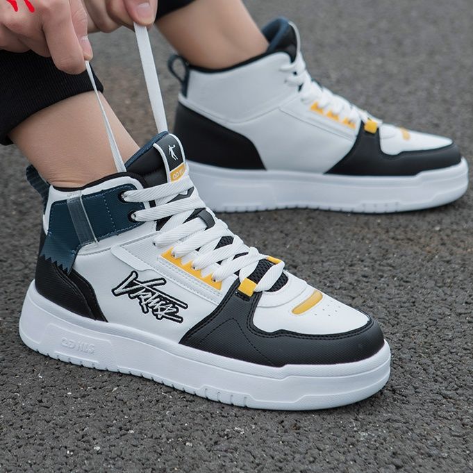 黒スニーカー 多配色高機能中高筒運動靴