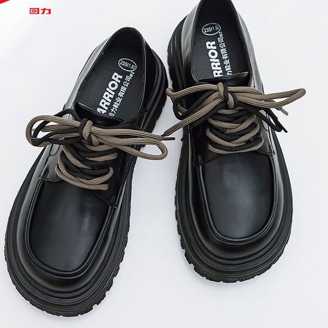 黒スニーカー プラットフォーム厚底レースアップ運動靴