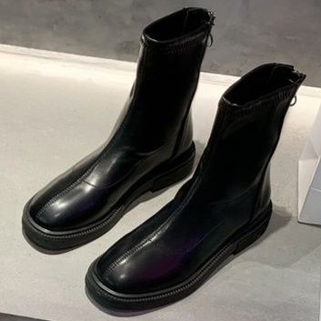 黒スニーカー レディース ハイカット ショートブーツ 厚底 黒