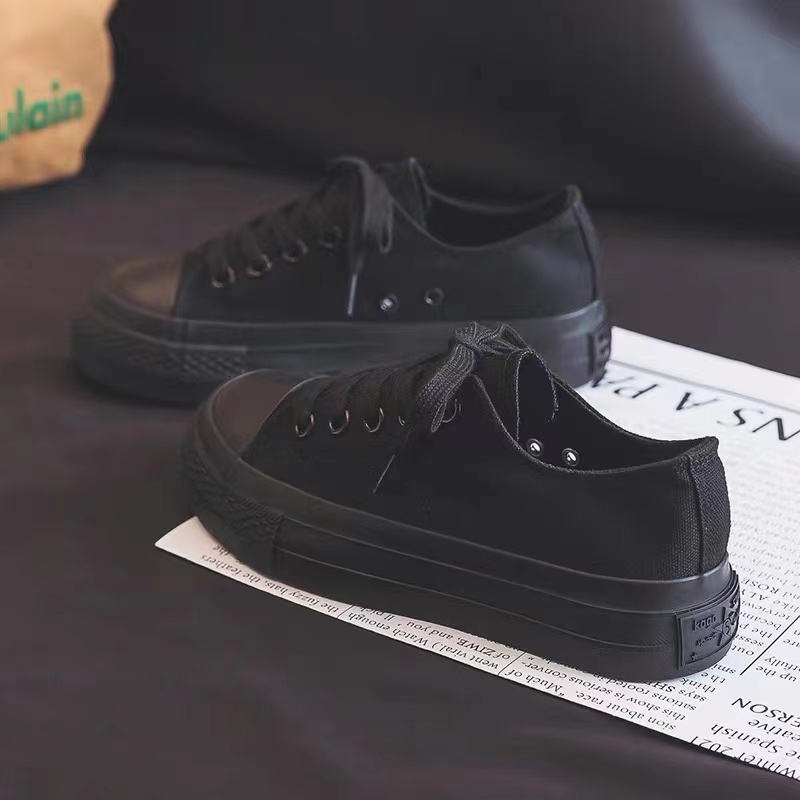 黒スニーカー 定番キャンバス地厚底運動靴