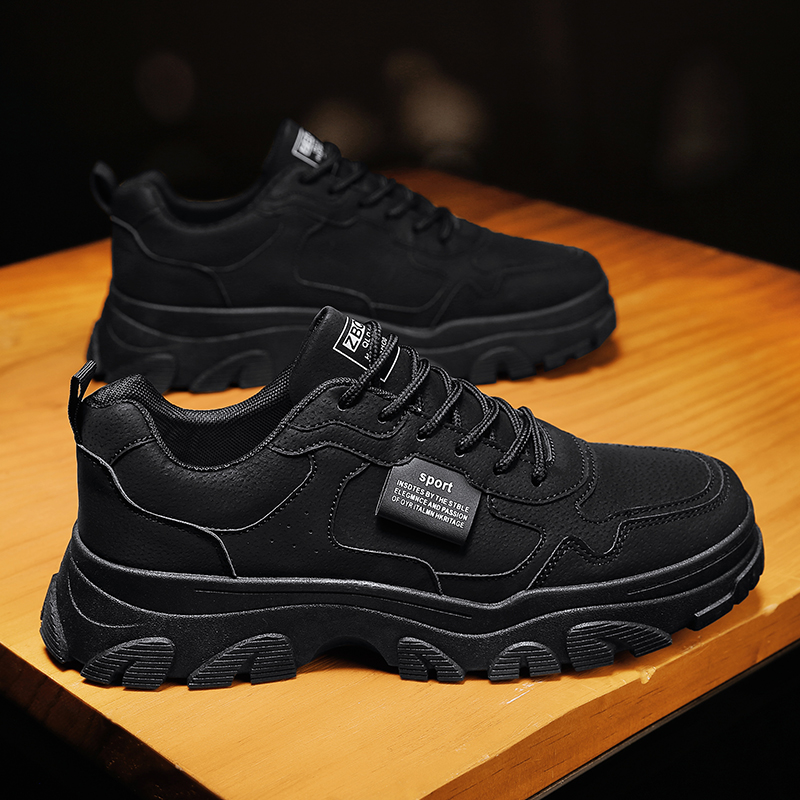 黒スニーカー 多層設計運動靴厚底仕様歩行快適性重視モデル