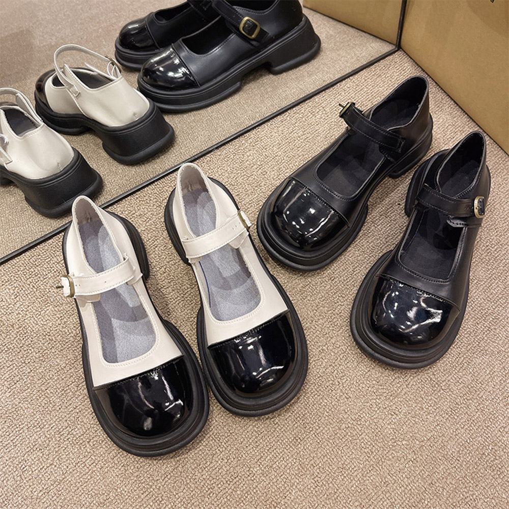 黒スニーカー 厚底ストラップシューズ 韓国風学院スタイル 女性用