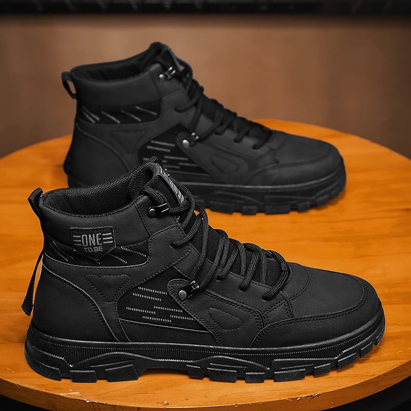 黒スニーカー アーバンスタイル高機能ハイカット運動靴