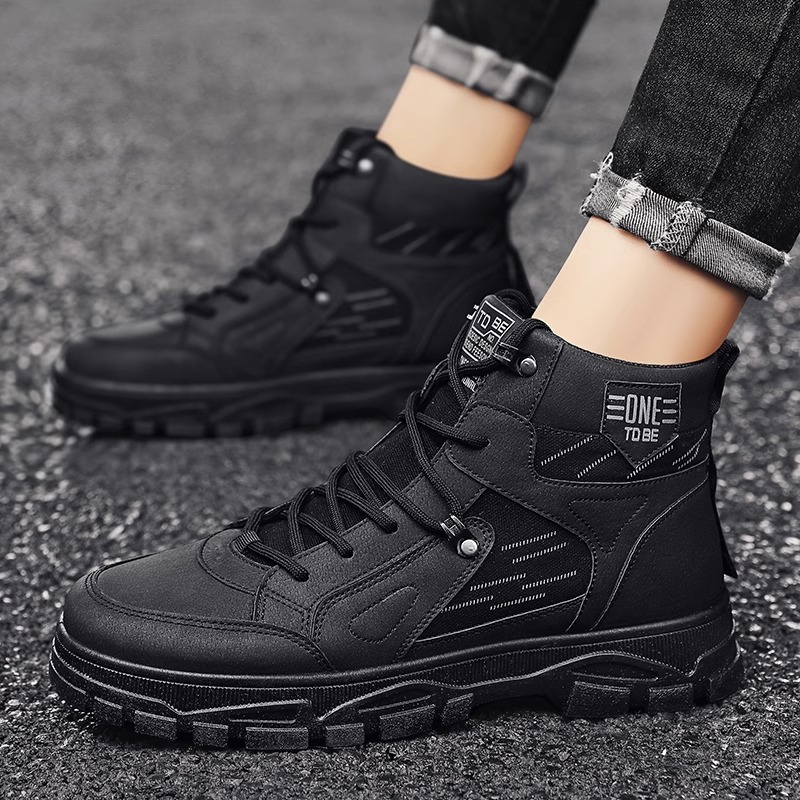 黒スニーカー アーバンスタイル高機能ハイカット運動靴
