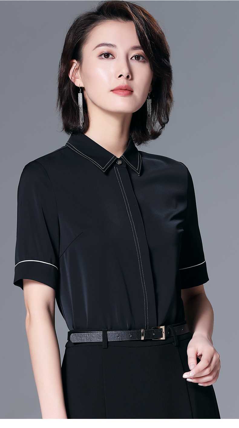 黒ブラウス シンプル上質シフォンブラウス