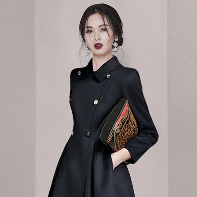 黒ワンピース 上品クラシカル ミドル丈ワンピース