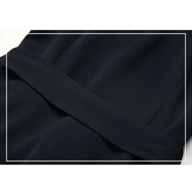 黒ワンピース 蝶柄切替 黒ロングワンピース 春夏 Vネック 半袖 40代