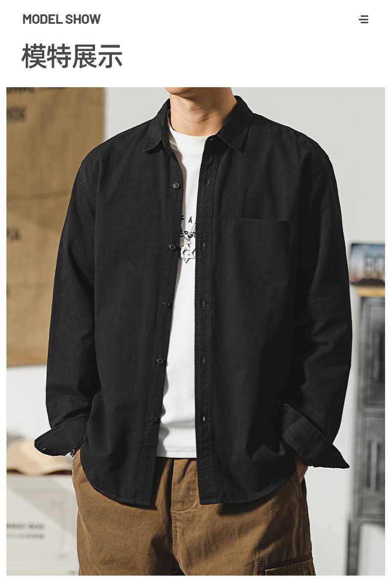 黒シャツ シンプル カジュアル シャツ