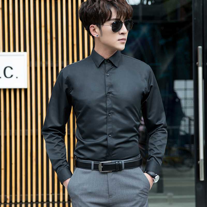 黒シャツ シンプル美シルエット ドレスシャツ