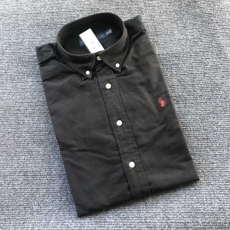 黒シャツ ワイドカラーシンプルボタンシャツ