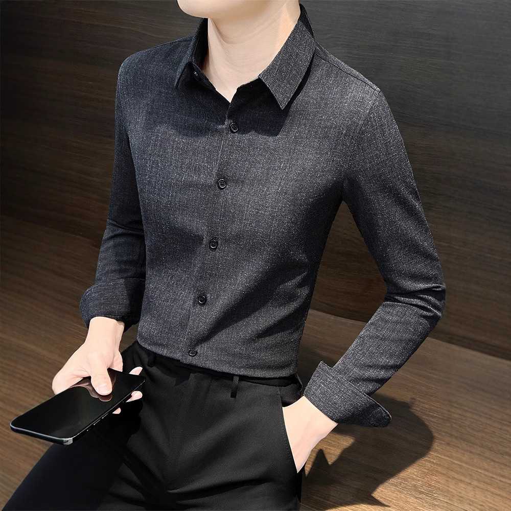 黒シャツ きれいめカジュアル清潔感シャツ