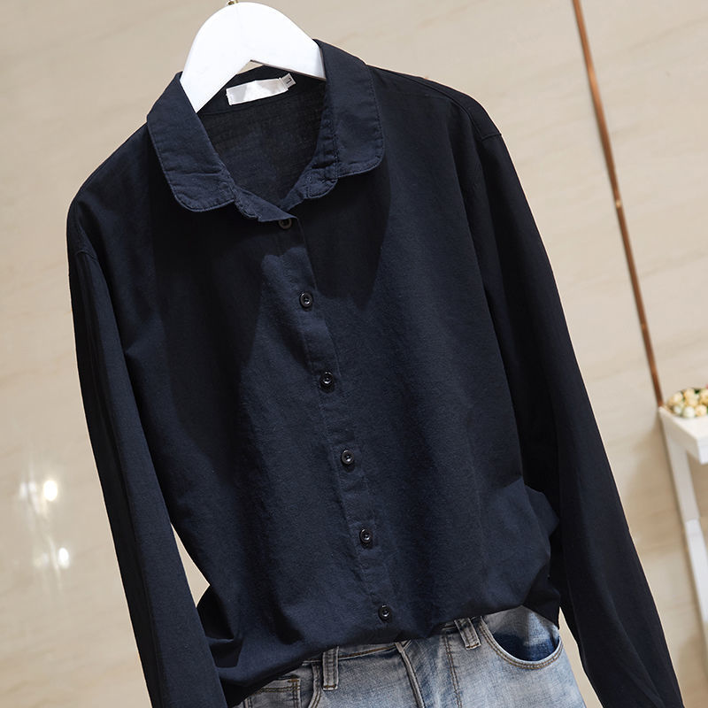 黒シャツ なめらか素材シンプルベーシックシャツ