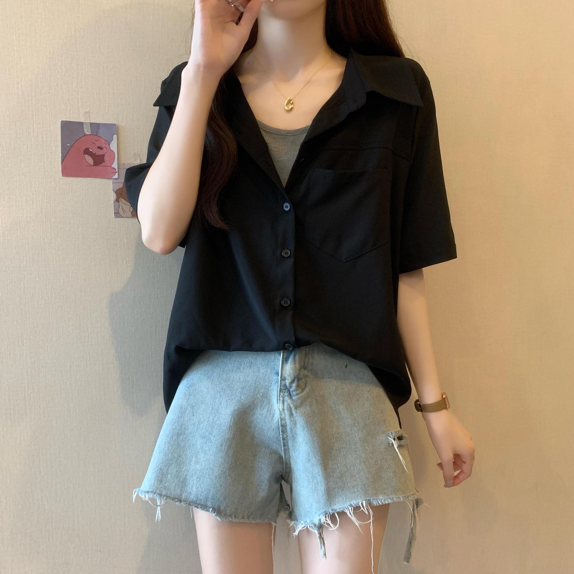 黒シャツ オーバーサイズ シアーシャツ