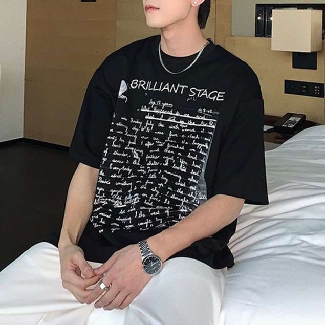 黒コーデ ブリリアントステージ メッセージTシャツ