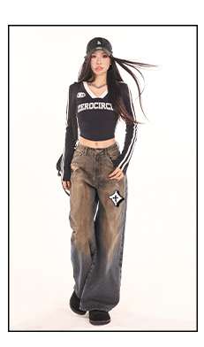 黒コーデ ゼロサークル クロップドロングTシャツ