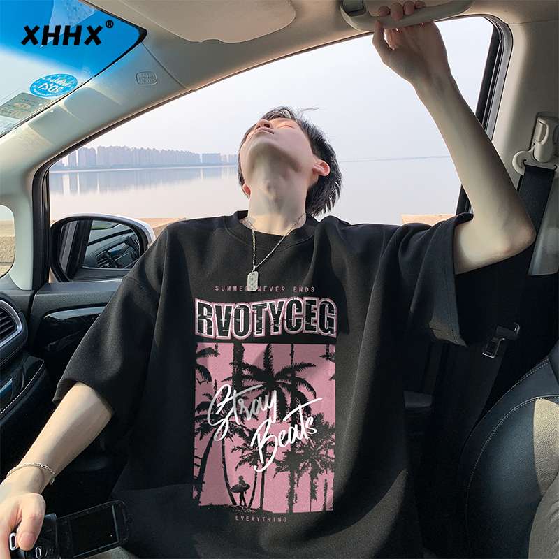 黒コーデ サマービーチ ヴィンテージ オーバーサイズTシャツ