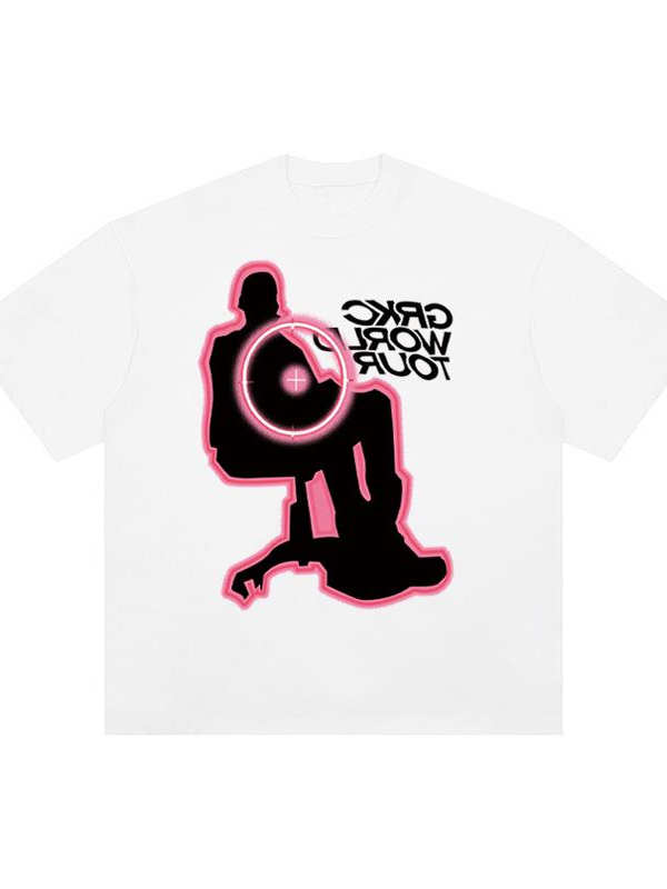 白Tシャツ レディース シルエットデザインゆったり半袖