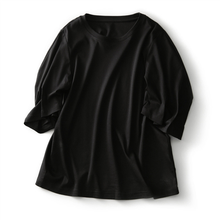 白Tシャツ ゆったりパフスリーブ丸首半袖白シャツ