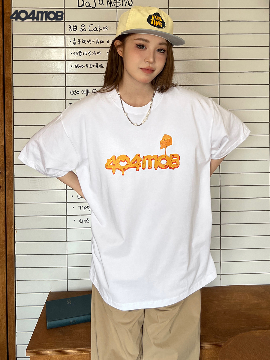 白Tシャツ チーズデザイン ゆるふわ半袖