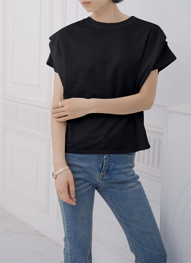 白Tシャツ 春夏コットン混ゆったり丸首白ティーシャツ