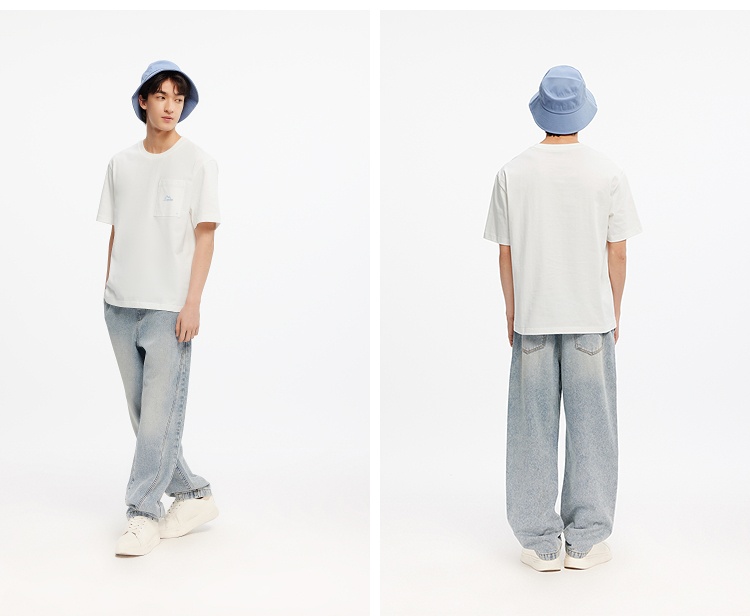 白Tシャツ 胸ポケット付き シンプル半袖