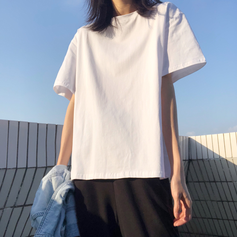 白Tシャツ レディース すっきりシルエットゆったり半袖