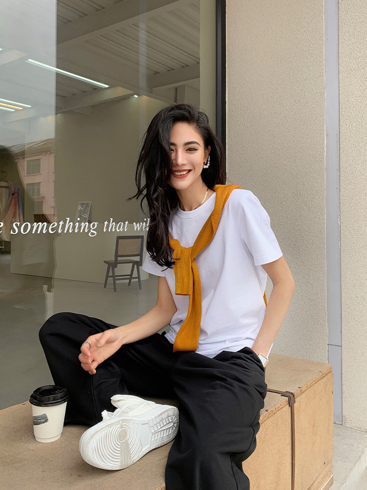 白Tシャツ レディース シンプル美人ベーシック半袖