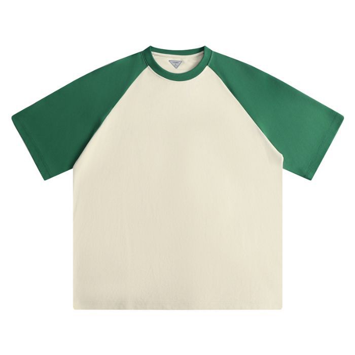 白Tシャツ 袖切替ラグランクルーネック