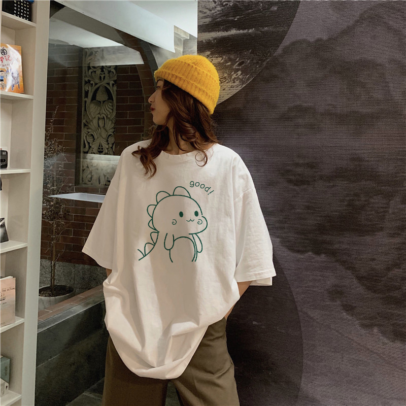 白Tシャツ レディース ゆるキャラプリント半袖シャツ