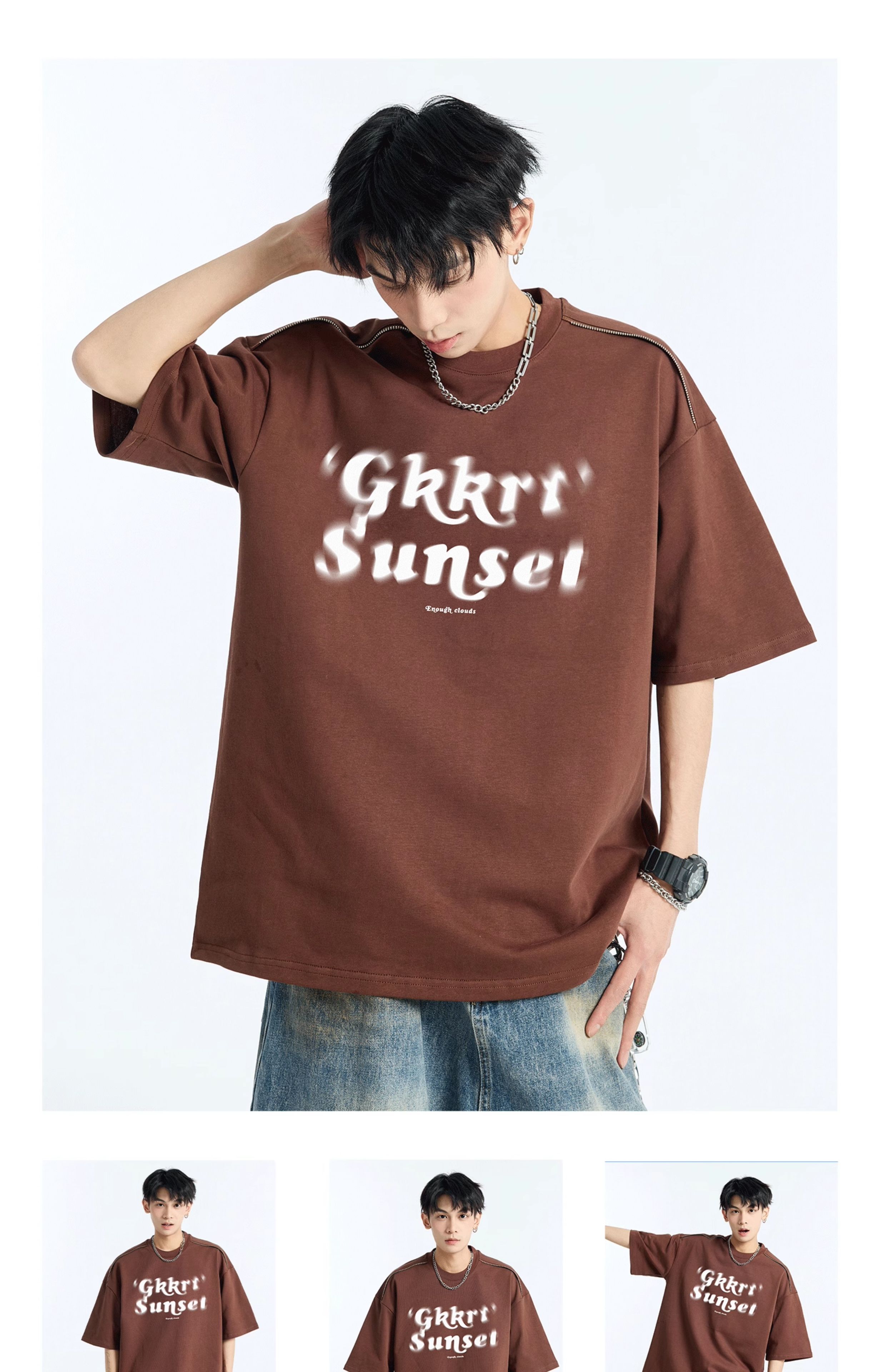 白Tシャツ ぼかし文字プリント半袖Ｔシャツ