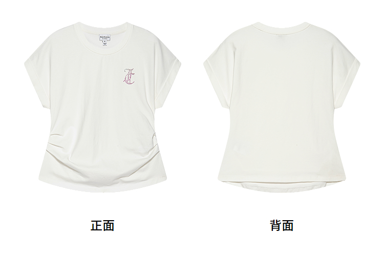白Tシャツ ワンポイント刺繍ドロップショルダーティー