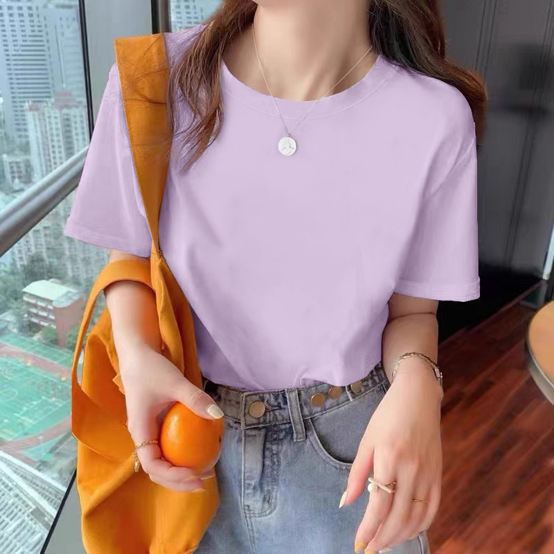 白Tシャツ レディース ゆったりシルエット丸首半袖