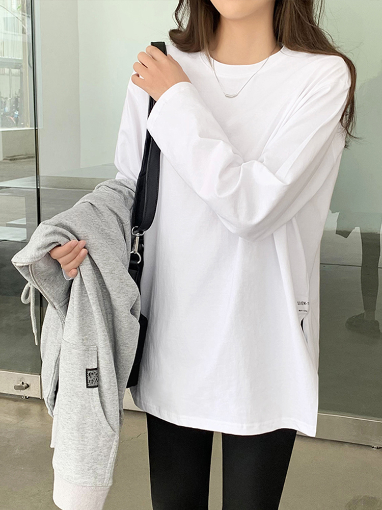 白Tシャツ レディース サイドスリットゆったりカットソー