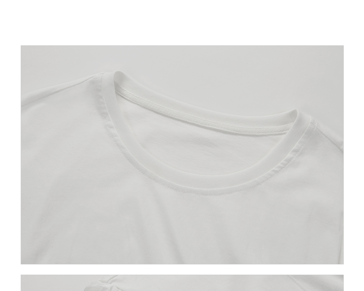 白Tシャツ サイドギャザーフリル袖カットソー