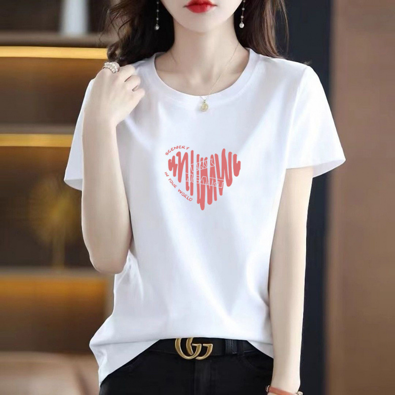 白Tシャツ 彩りグラフィックプリント半袖