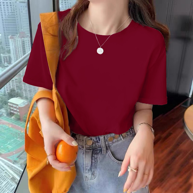 白Tシャツ レディース ゆったりシルエット丸首半袖
