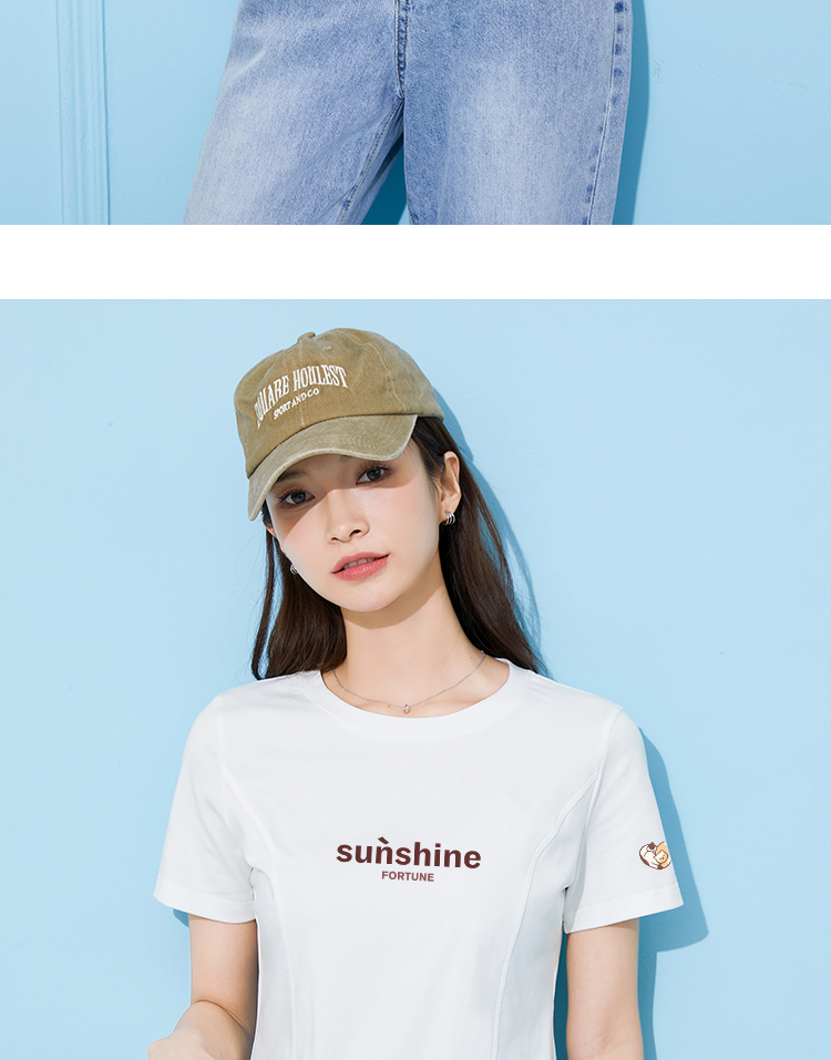 白Tシャツ シンプル収腰ロゴ入り半袖Tシャツ
