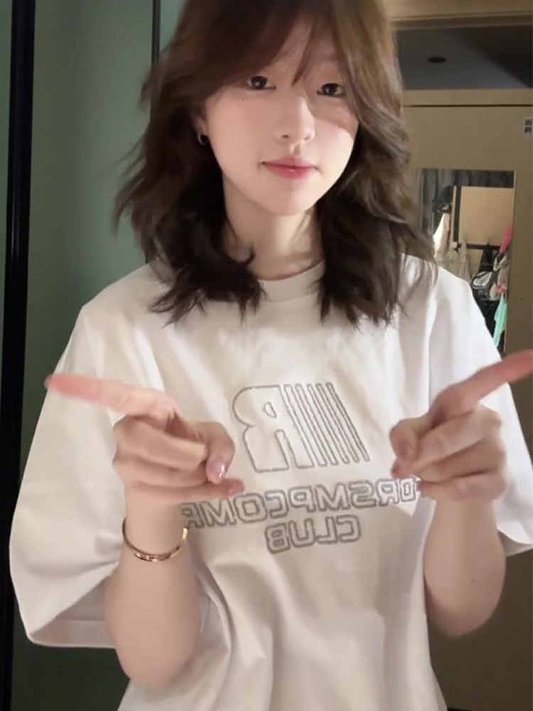 白Tシャツ レディース ロゴプリントシンプル半袖