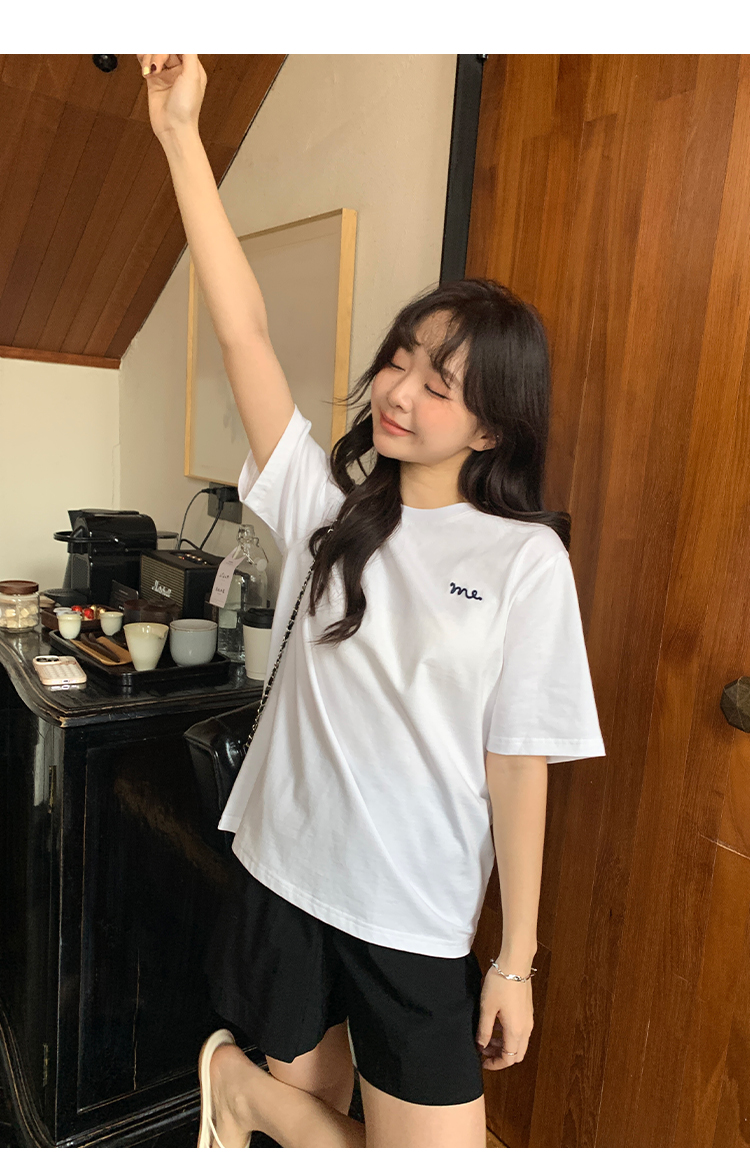 白Tシャツ レディース まつげ刺繍 やさしい着心地の半袖