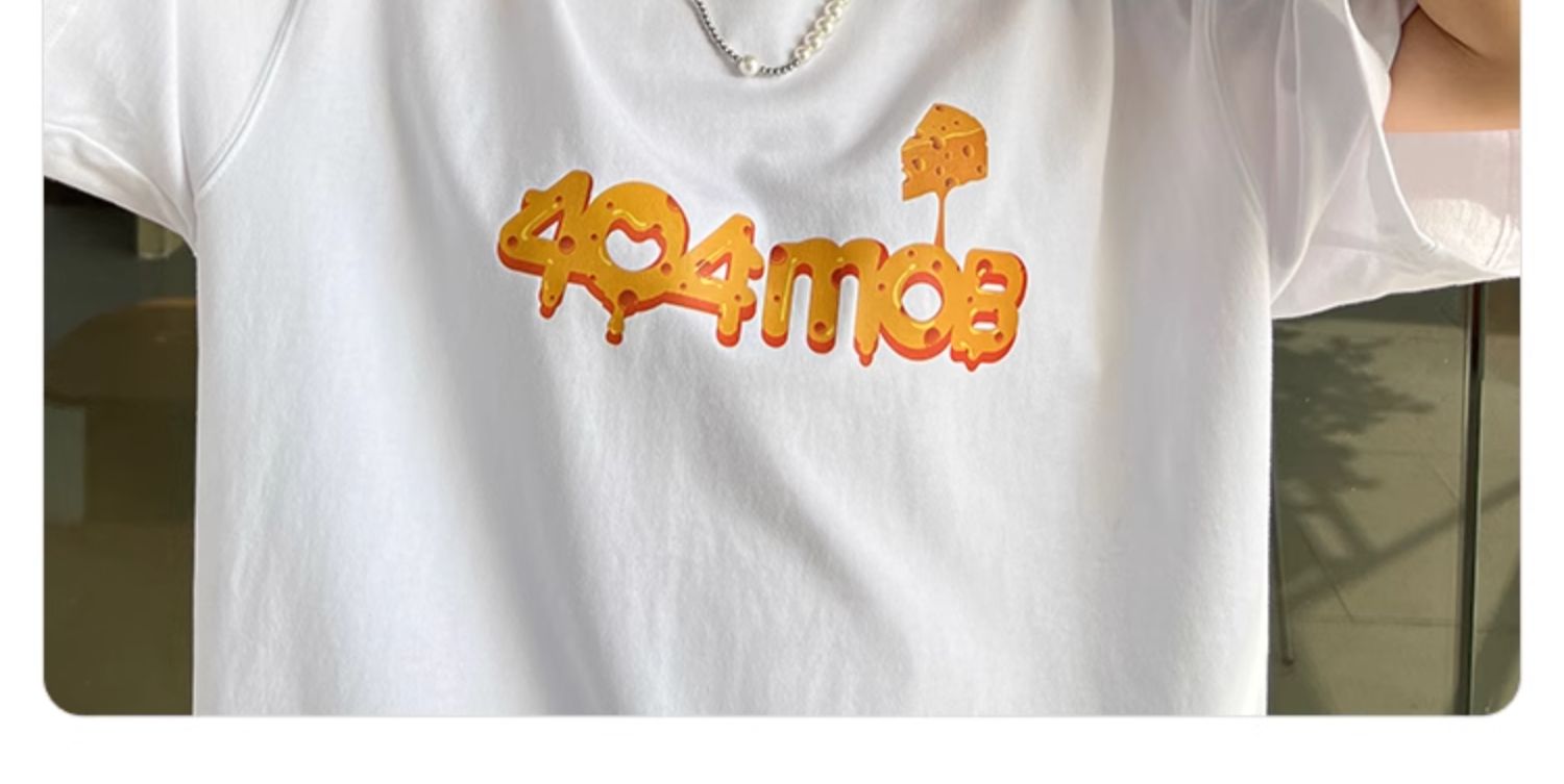 白Tシャツ チーズデザイン ゆるふわ半袖