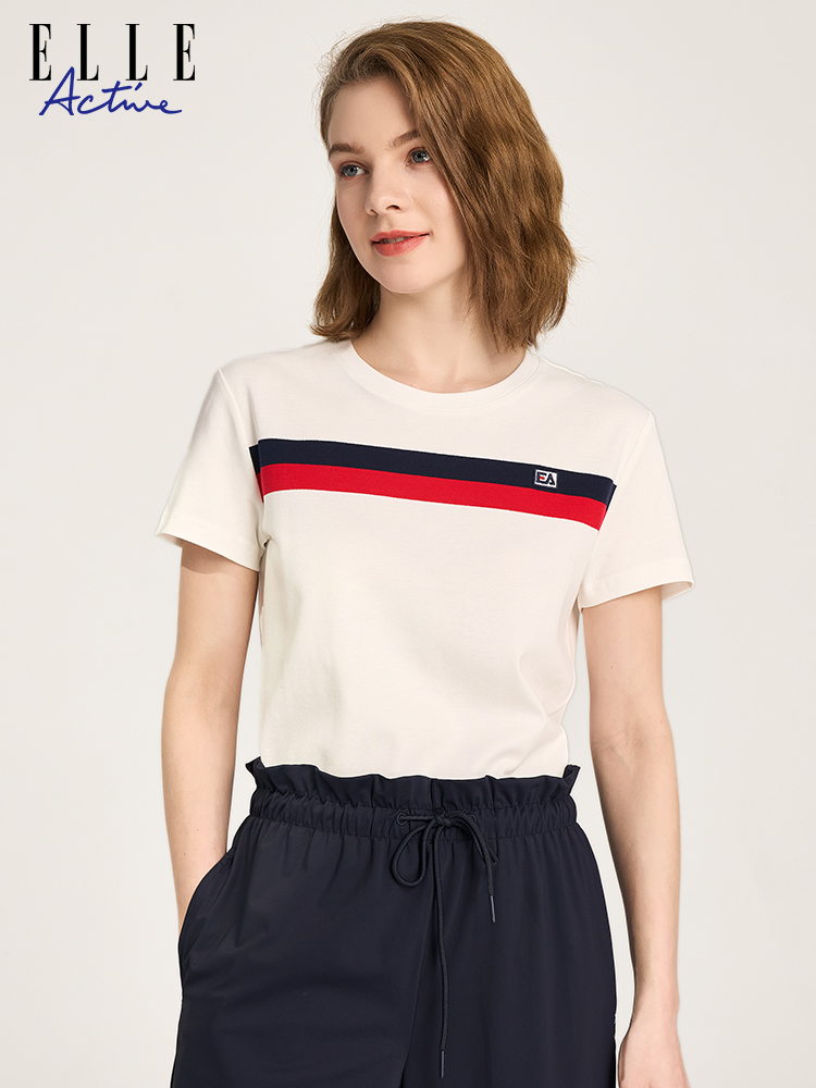 白Tシャツ トリコロールラインシンプル半袖