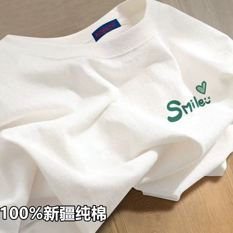 白Tシャツ お菓子柄入り シンプル半袖カットソー