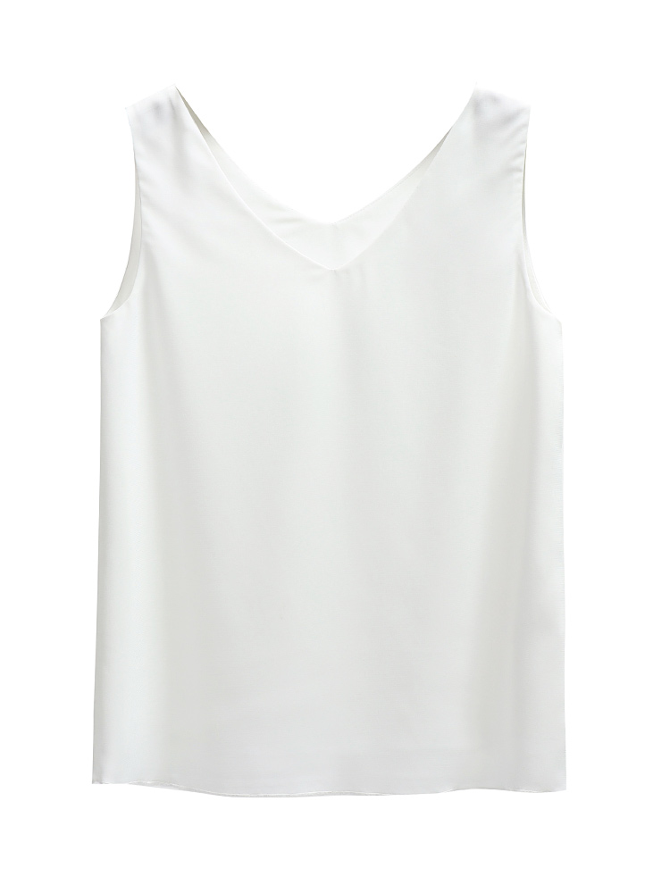 白Tシャツ 優美なVネックノースリーブトップス