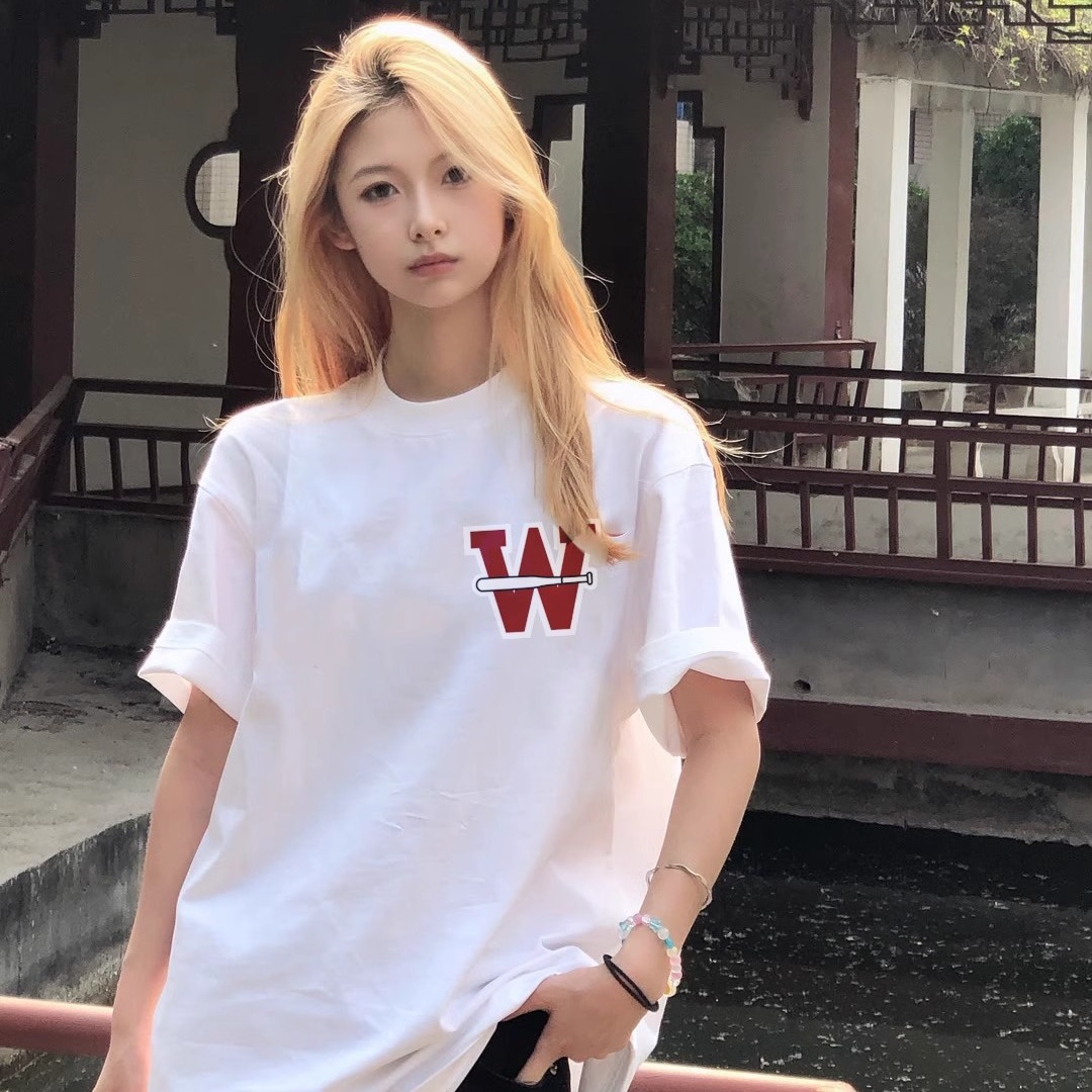 白Tシャツ レディース イニシャルロゴ入りベーシックTシャツ