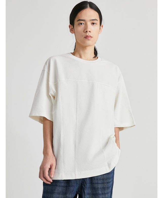 白Tシャツ メンズ 切り替えデザイン ゆったり半袖