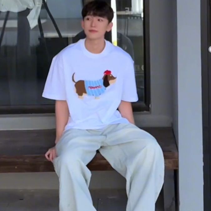 白Tシャツ メンズ おしゃれダックスフンド プリント半袖