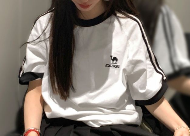 白Tシャツ レディース バイカラーリンガーTシャツ