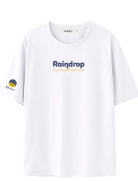 白Tシャツ レディース しずく柄プリント半袖カットソー