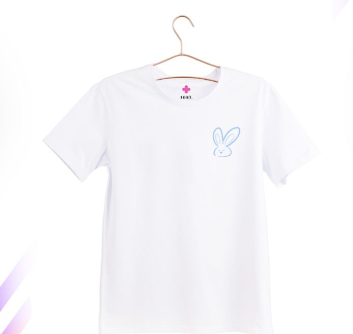 白Tシャツ レディース うさぎモチーフ花柄デザインTシャツ