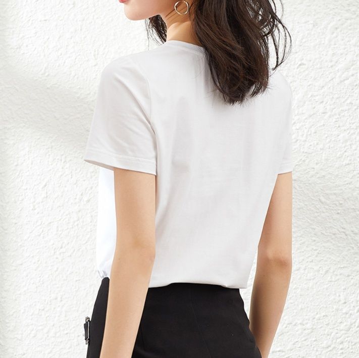 白Tシャツ レディース 風景フォトプリント半袖カットソー